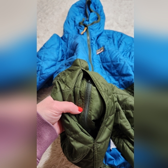 LL Bean Katahdin Pullover Quilted Colorblock Anorak Jacket Tuscan Olive/Teal XXS - Picture 8 of 15